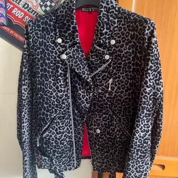 HELL CAT PUNKS 레오파드 무늬 라이더 자켓