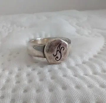 agete 실버 반지 AS 모노그램 아가 앤티크풍