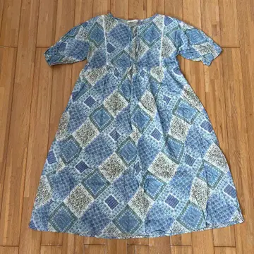 ehka sopo 블루 계열 패턴 반팔 원피스