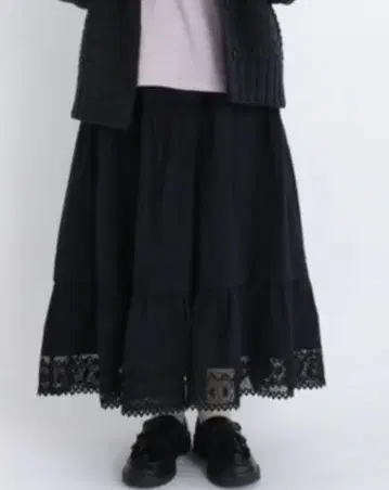 Samansa Mos2 블랙 레이스 캉캉 스커트