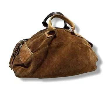 빈티지 70~80s 스웨이드 보스턴 백 태슬 브라운