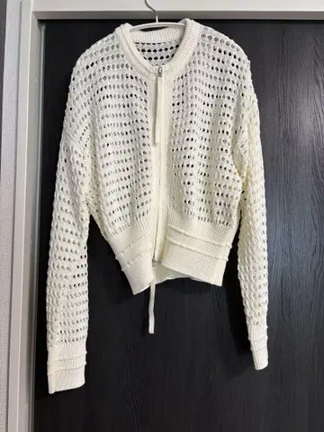 ADAM ET ROPE 아이보리 메쉬 편직 가디건