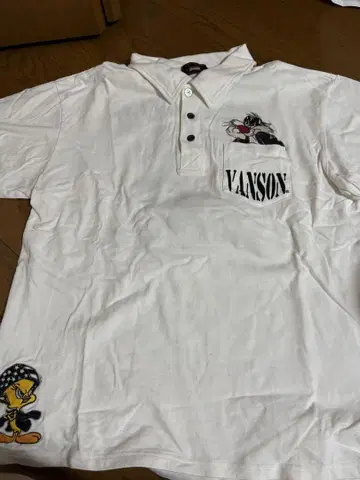 VANSON Looney Tunes 피케 셔츠 화이트