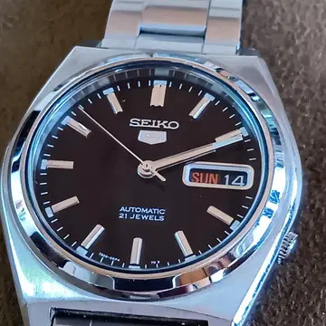 SEIKO 자동 와인딩 손목시계 21주얼 블랙! 정확도 양호! 새상품급!