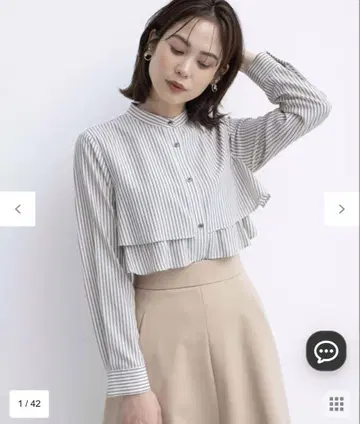 쿠미쿄쿠 리오셀 셔팅 티어드 블라우스 아이보리 M 사이즈