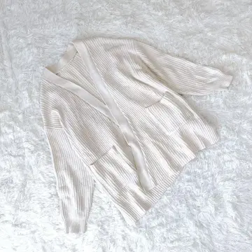 아이보리 리브 긴팔 가디건