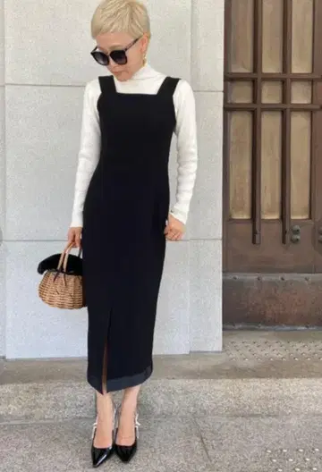 JENNE 제엔느 리틀 블랙 밑단 리본 원피스 롱 원피스