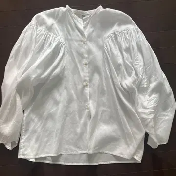 토템 볼륨 슬리브 노카라 셔츠 블라우스