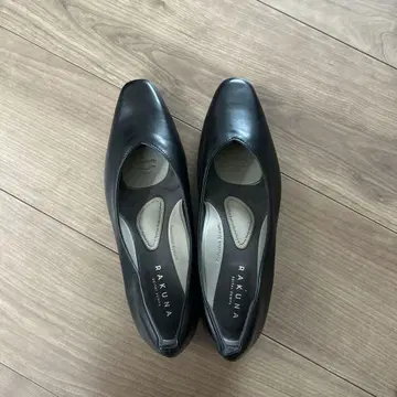 정체 펌프스 RAKUNA 블랙 가죽 플랫슈즈 23.5cm