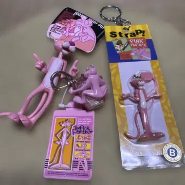 핑크 팬서 PVC 스트랩 피규어 키링 3종 세트