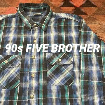 90s 파이브 브라더 헤비 플란넬 셔츠 XL 좋은 배색