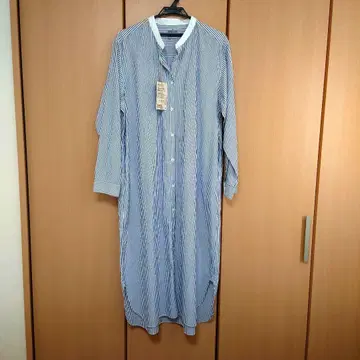 [무인양품] 스탠드 카라 셔츠 원피스