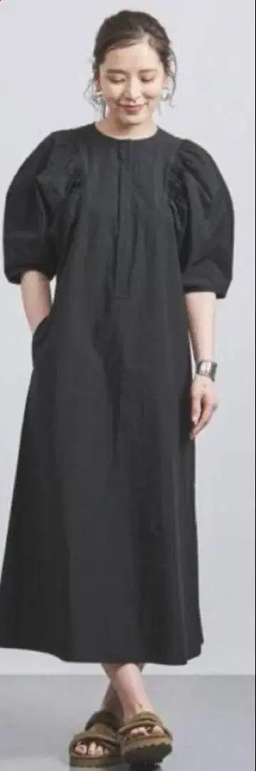 UNITED ARROWS 블랙 반팔 롱 원피스