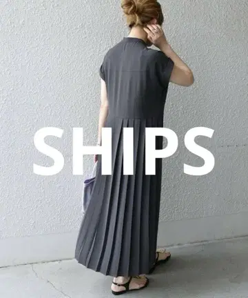 SHIPS any: 조젯 플리츠 셔츠 원피스F 반팔 롱