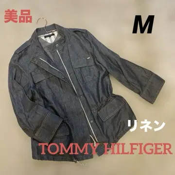 새상품급 TOMMY HILFIGER 밀리터리 자켓 블루종 데님색 린넨