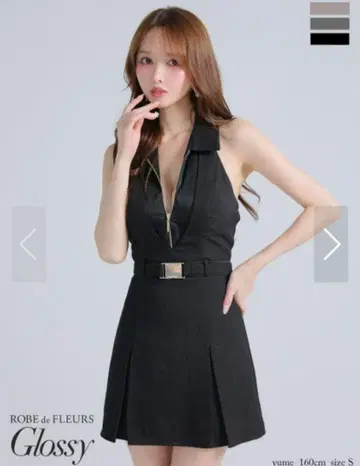 Robe de Fleurs 블랙 글로시 드레스 M 사이즈