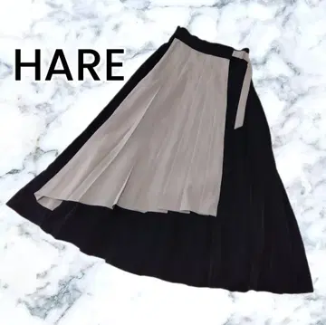 [ HARE ] 바이컬러 플리츠 롱 스커트 봄/여름/가을 프리 사이즈
