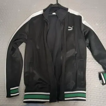 PUMA 블랙 집업 저지 M