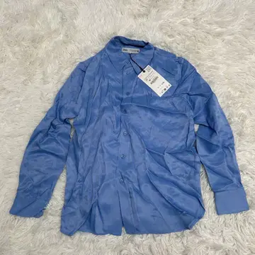 택 포함 미사용 새상품 ZARA 자라 레이온 100 셔츠 블라우스 블루