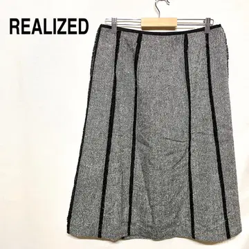 REALIZED 스커트 플리츠 타입 무릎 기장 라메 믹스 스트라이프
