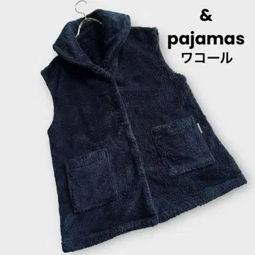 & pajamas 와코루 보아 플리스 베스트 M 네이비 모코모코
