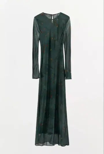 ZARA 롱 프린트 원피스 S 그린