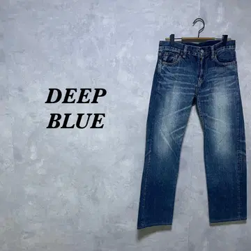 DEEP BLUE 데님 팬츠 유즈드 가공 포켓 블루 L 4590