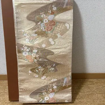 꿈 베이지 계열 기모노 오비 꽃무늬 한정판 No. 25