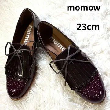 momow 에나멜 가죽 프린지 로퍼 브라운/퍼플 23cm