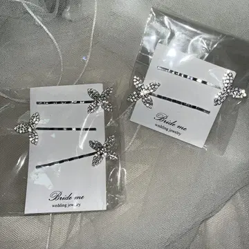 Bride me 웨딩용 크리스탈 나비 헤어핀 4세트