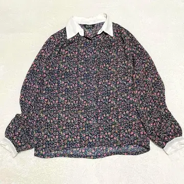 모리걸 꽃무늬 블라우스 쇼와 레트로 바이컬러 히메갸루 페어리 그런지