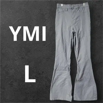 YMI 그레이 플레어 팬츠 L 사이즈 배기 부츠컷 큰 키 롱 레그