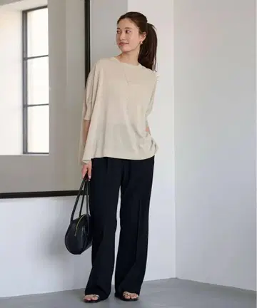 프레임워크 페이퍼 믹스 판초 니트 베이지