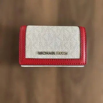 MICHAEL KORS 접이식 키케이스 화이트/레드