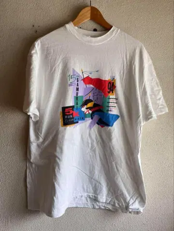 90s HANES 굿 레귤러 t셔츠 화이트 사무라이  구제 의류 화이트