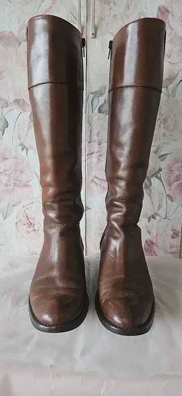 size 37 브라운 가죽 롱 부츠