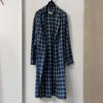 체크 무늬 롱 자켓