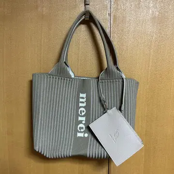 merci 스트라이프 토트백 베이지