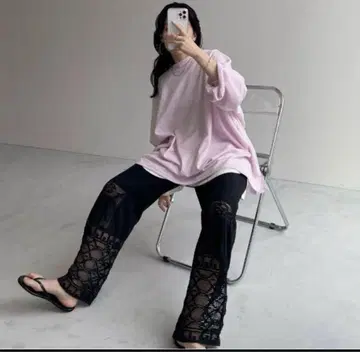 미사용 새상품 택 포함 wee9s 레이스 팬츠 블랙 01