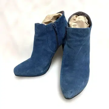 부츠 블루 23cm 36 하이힐 숏 스틸레토 부티
