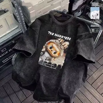 러브럽 프린트 T셔츠 블랙 L