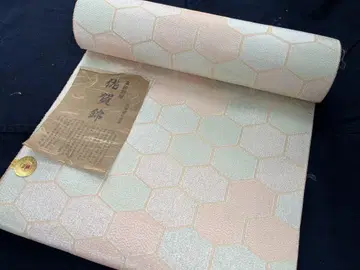 옅은 오렌지, 옅은 그린 사카니시 니시진 비단 나고야 오비 옷감
