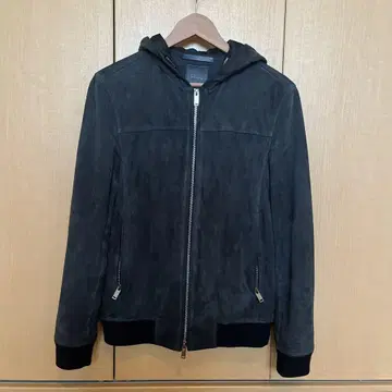 Theory 남성용 스웨이드 가죽 후드티 Rivington 블랙 XS
