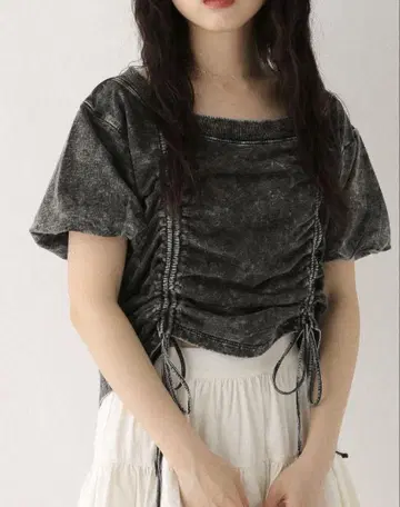 Heather 드로스트 컷 TEE 흑먹색 미사용 새상품 택 포함