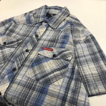 Dickies 척 패턴 웨스턴 반팔 셔츠 블루 남성용 M