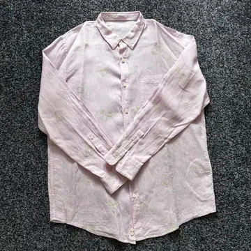파파스 린넨 100% 긴팔 셔츠 올 패턴 핑크 계열 L