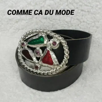 COMME CA DU MODE 빅 버클 가죽 벨트 남성용 블랙 코무사