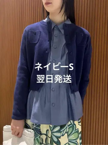 CABaN 코튼 캐시미어 크루넥 가디건 네이비