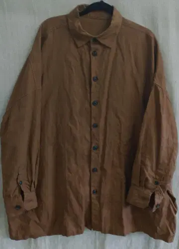 MASTER&CO. 린넨 셔츠 자켓 코트 린넨 100% 브라운