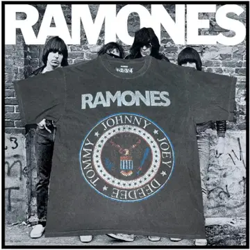[레어] 라메 믹스 RAMONES 라모네스 밴딩 T셔츠 M/L 블랙